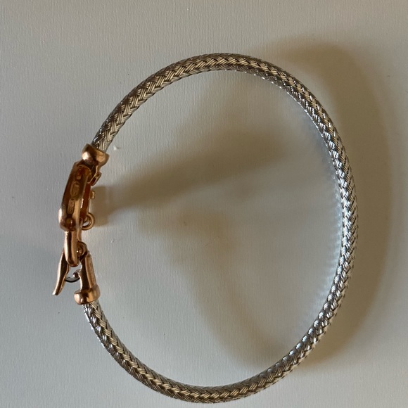 Macy’s Diamond Heart Lock & Key Bracelet Sterling Silver & 14k Rose Gold-Plate - Picture 3 of 3